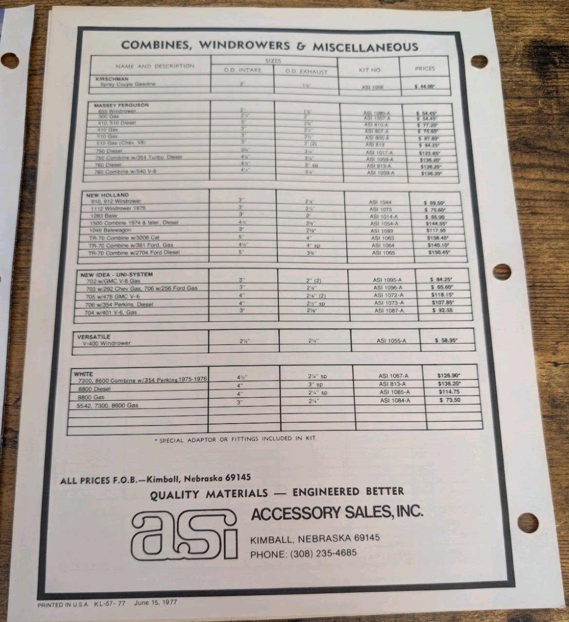 Accessory Sales, INC RW Cleaner Brochure And Kit Price List