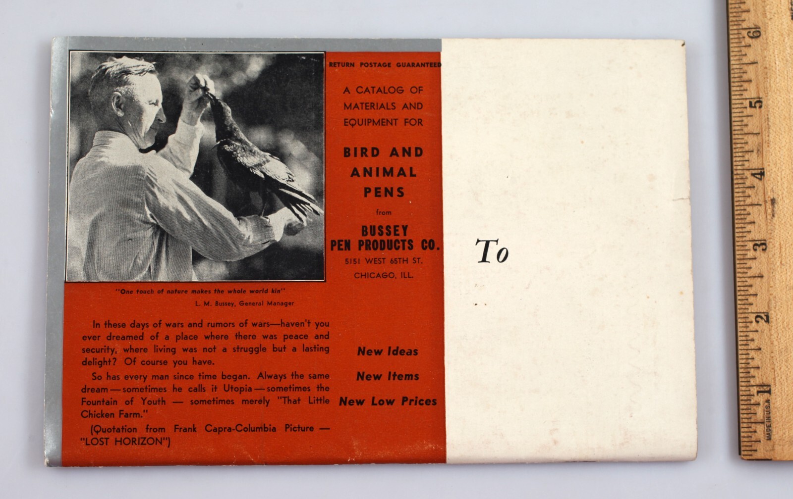 Vintage 1939 Bussey&rsquo;s Book of Materials for Bird and Animal Pens Cages Catalog