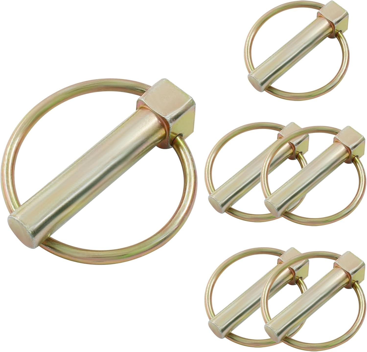6 PCS 3/8 Lynch Pin, Linch Pin with Ring, Shaft Locking Pin Heavy Duty Lynch Pin