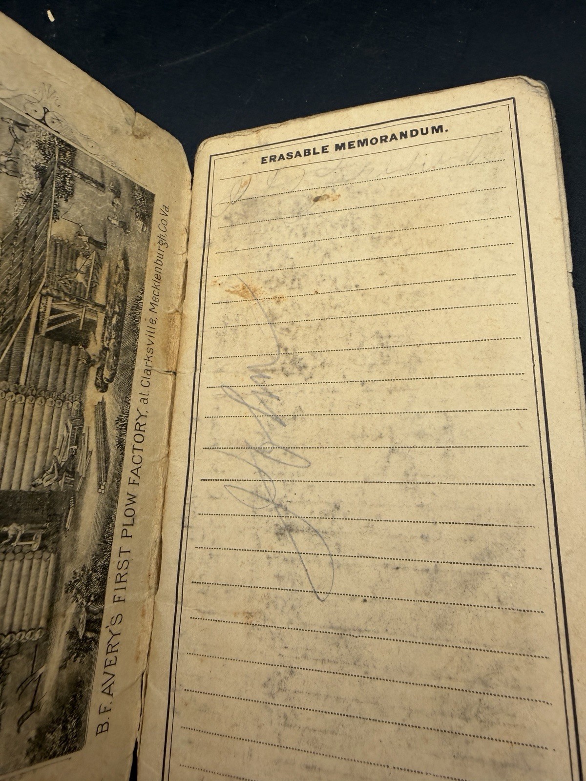 1888 B.F. Avery & Sons Genuine Avery Plow Pocket Calendar Memo Book Farm Ad