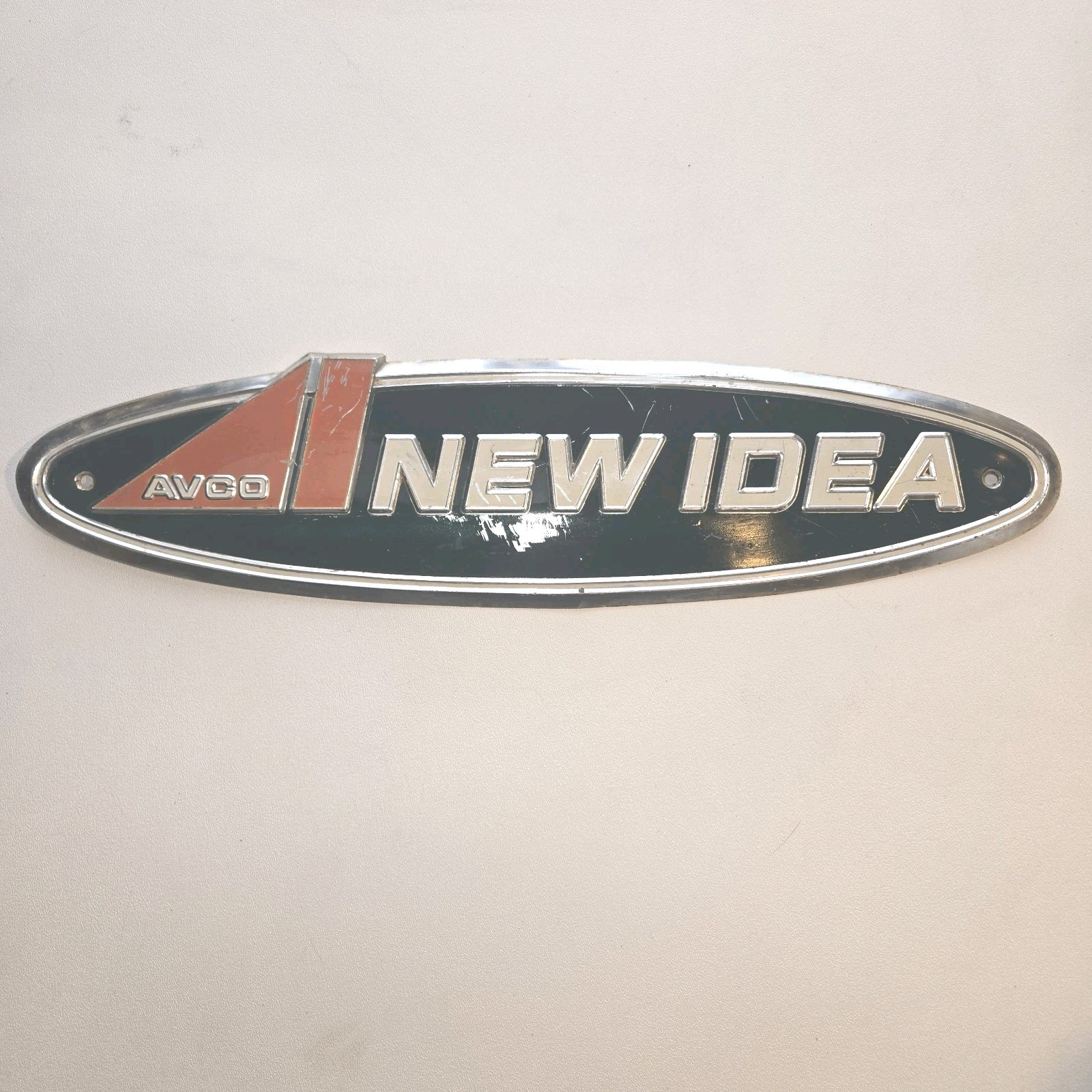 Vintage AVCO New Idea Tractor Emblem Badge Farm Equipment Sign Metal Plate Tag