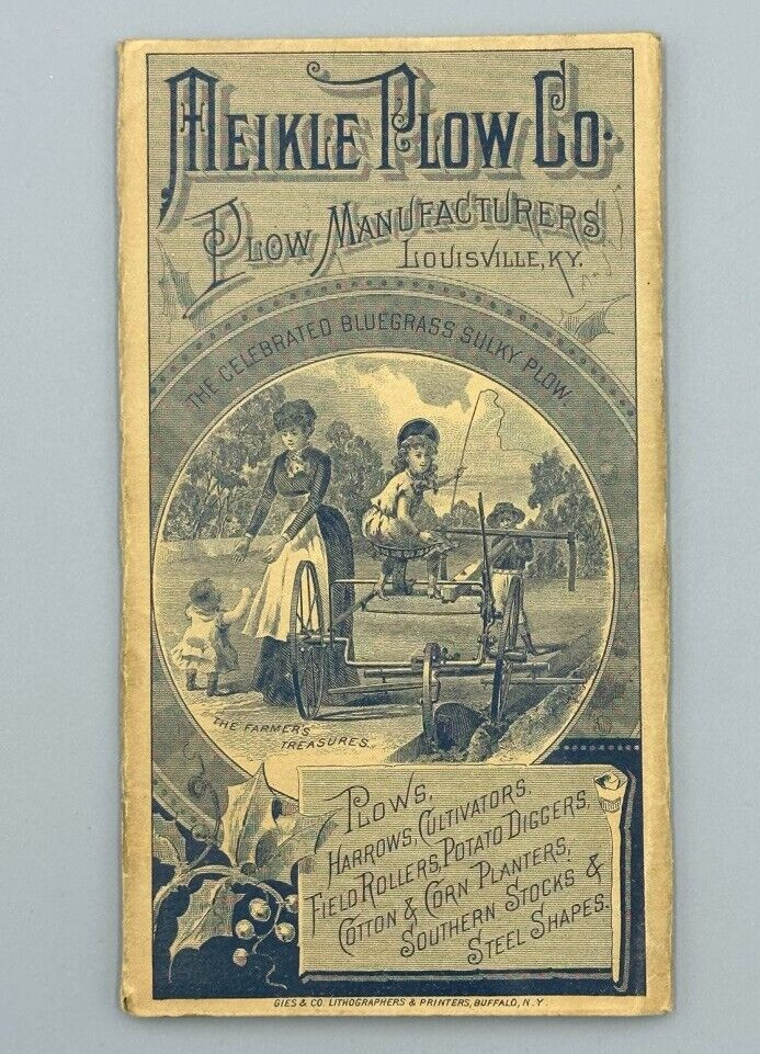 Rare 1887 MEIKLE PLOW Machinery FARM Pocket Ledger LOUISVILLE KY Advertising