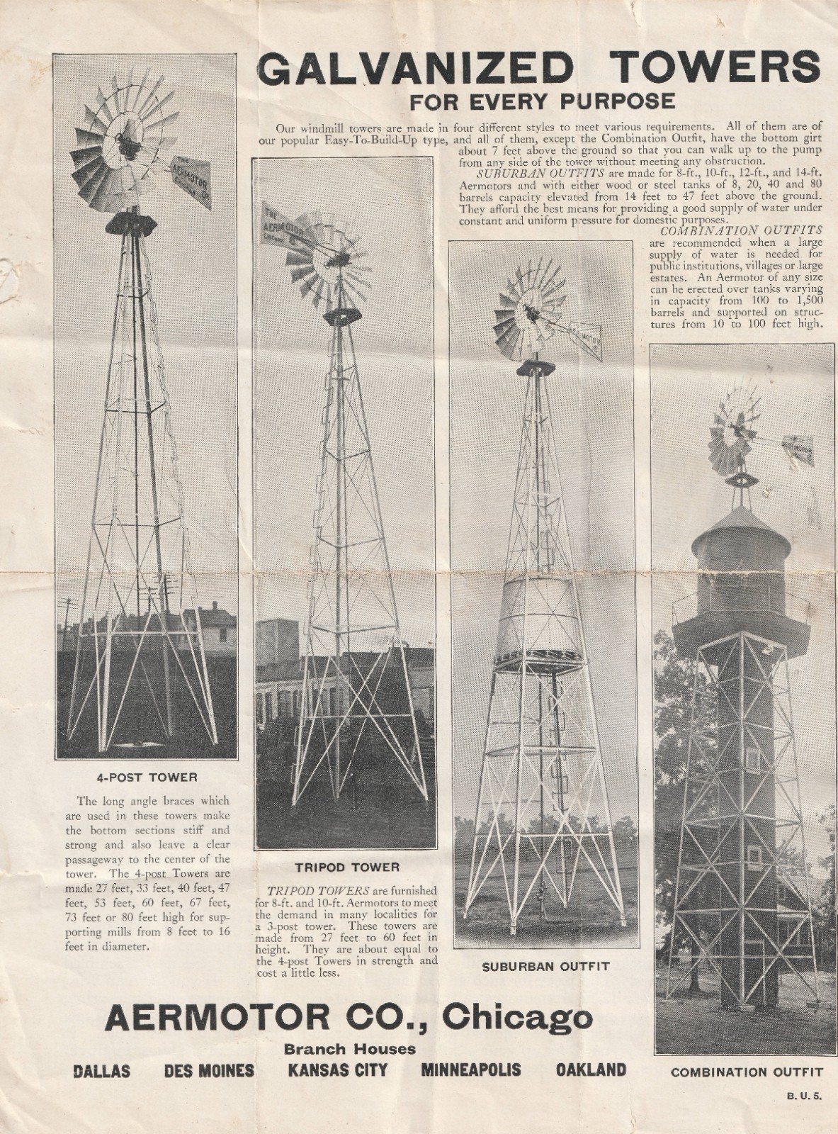 1920s Aermotor Windmill Co. Brochure, Windmills/Galvanized Steel Towers