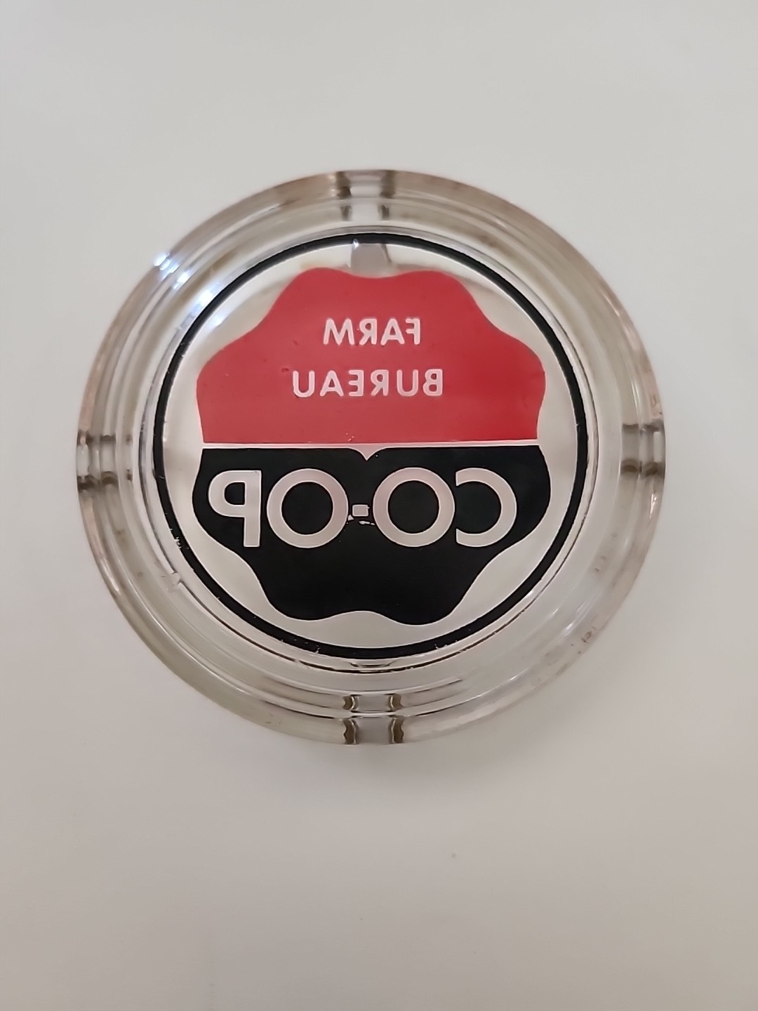 Vintage FARM BUREAU CO-OP Ashtray Insurance Farmer Crops Advertising Agriculture