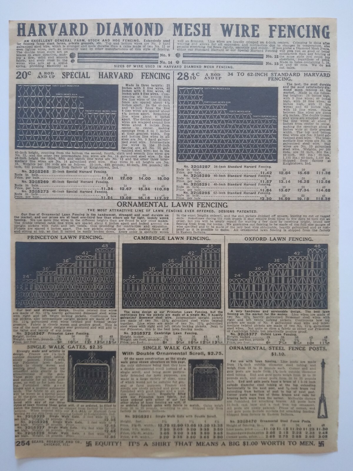 1911 Poultry Fencing Chicken Farming Art Sears Catalog Page Vintage Print Ad