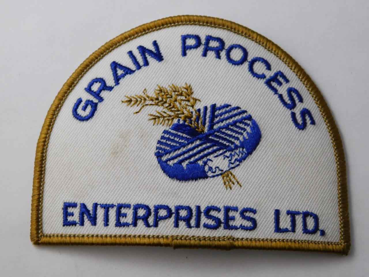 GRAIN PROCESS ENTERPRISES VINTAGE HAT PATCH FARM AGRICULTURE ADVERTISING BADGE