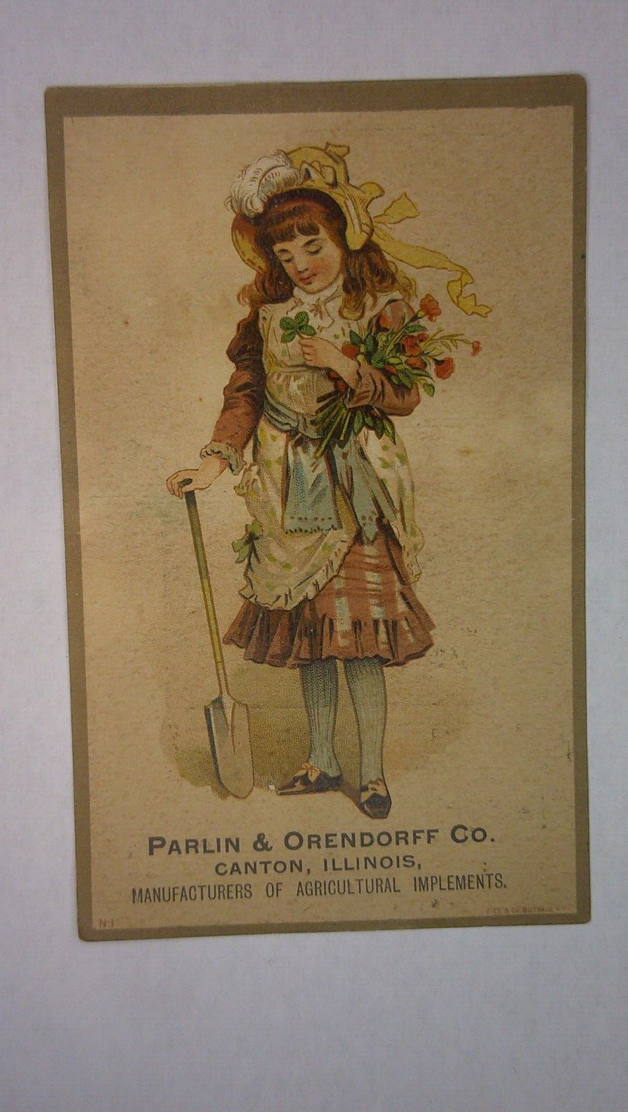 antique Trade Card P & O Plow Co. Canton, Ill. best clipper tricycle plow 6B