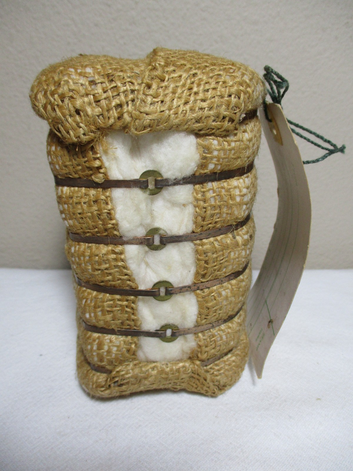 VINTAGE SOUVENIR GEORGIA COTTON BALE with TAG MFD. by L.A. WILLIS LELAND,MISS.