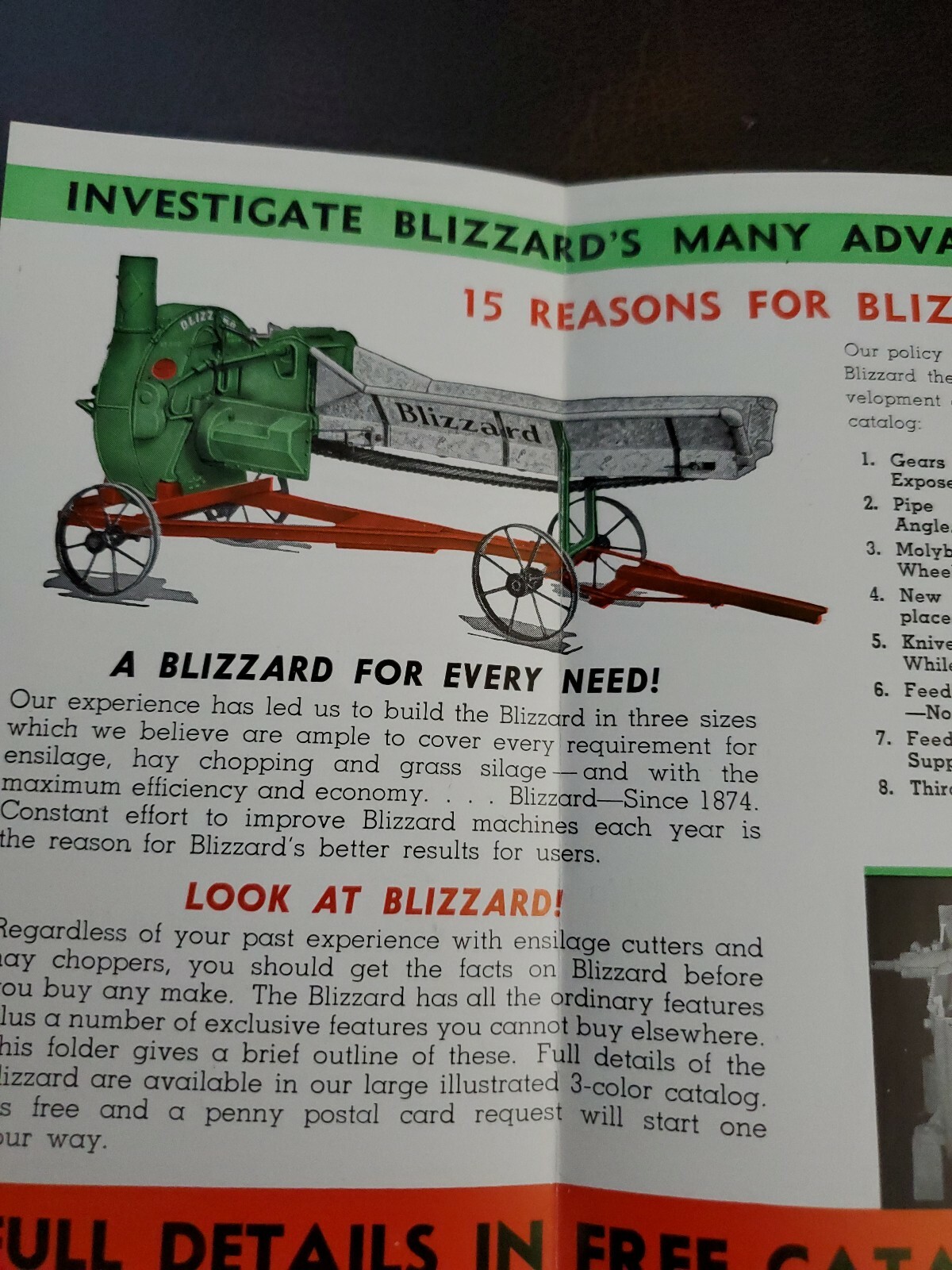 Vintage 1920s Blizzard Hay Chopper Cutter Farm Brochure Canton Ohio