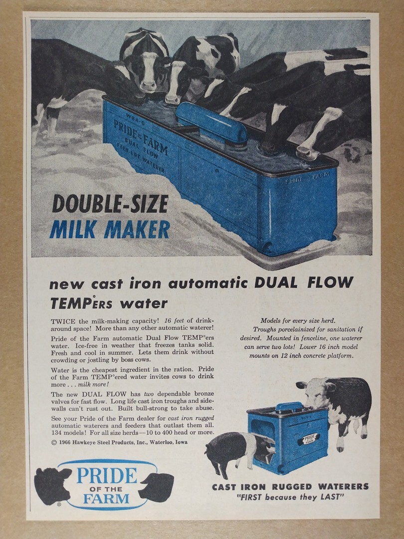 1966 Pride of the Farm Dual Flow Automatic Waterer vintage print Ad