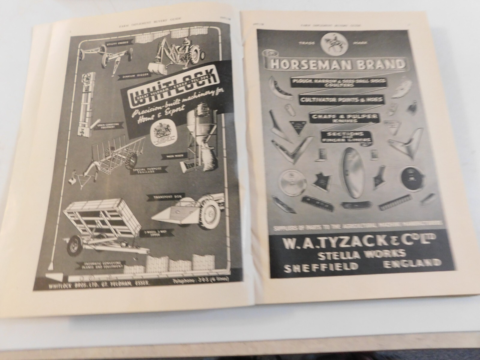 1957-58 FARM IMPLEMENT BUYER&rsquo;S GUIDE ENGLAND RAKES POTATO DIGGERS DAIRY ELEVATOR