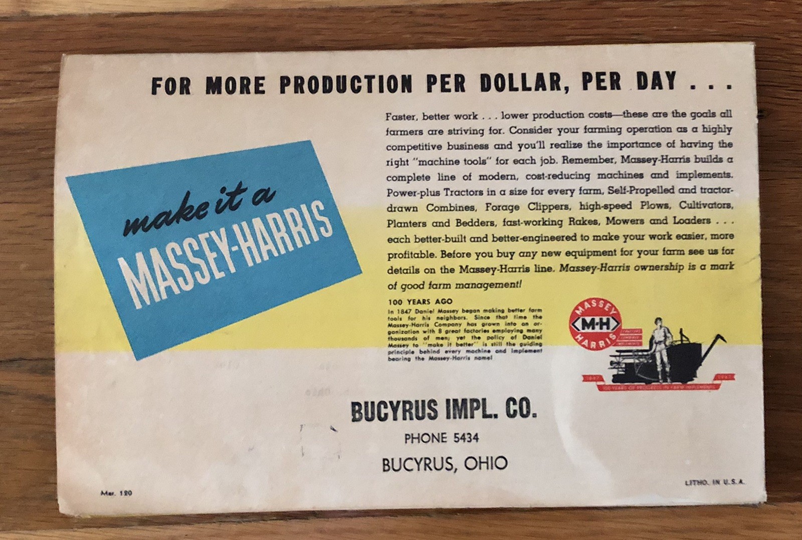 Vintage Massey Harris Self Propelled Corn Picker Dealer Brochure Poster