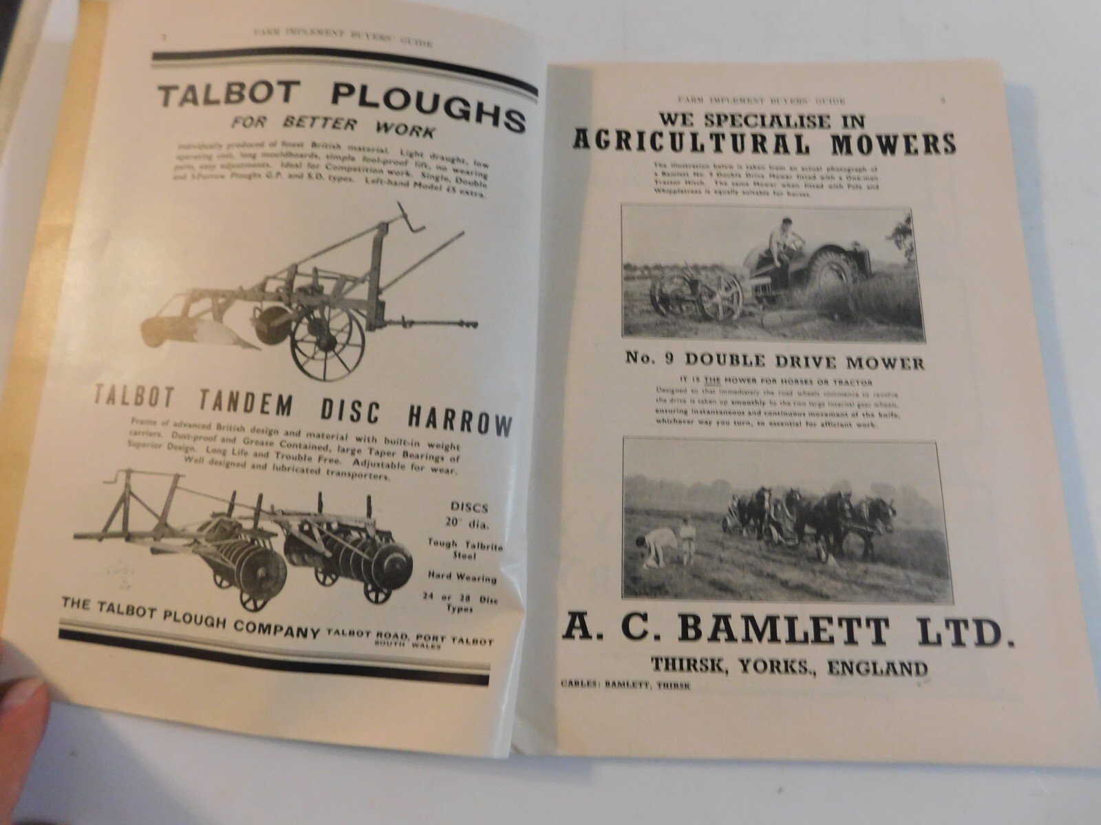 1946 FARM TRACTORS IMPLEMENT BUYER&rsquo;S GUIDE EXPORT EDITION ALBION MACHINES