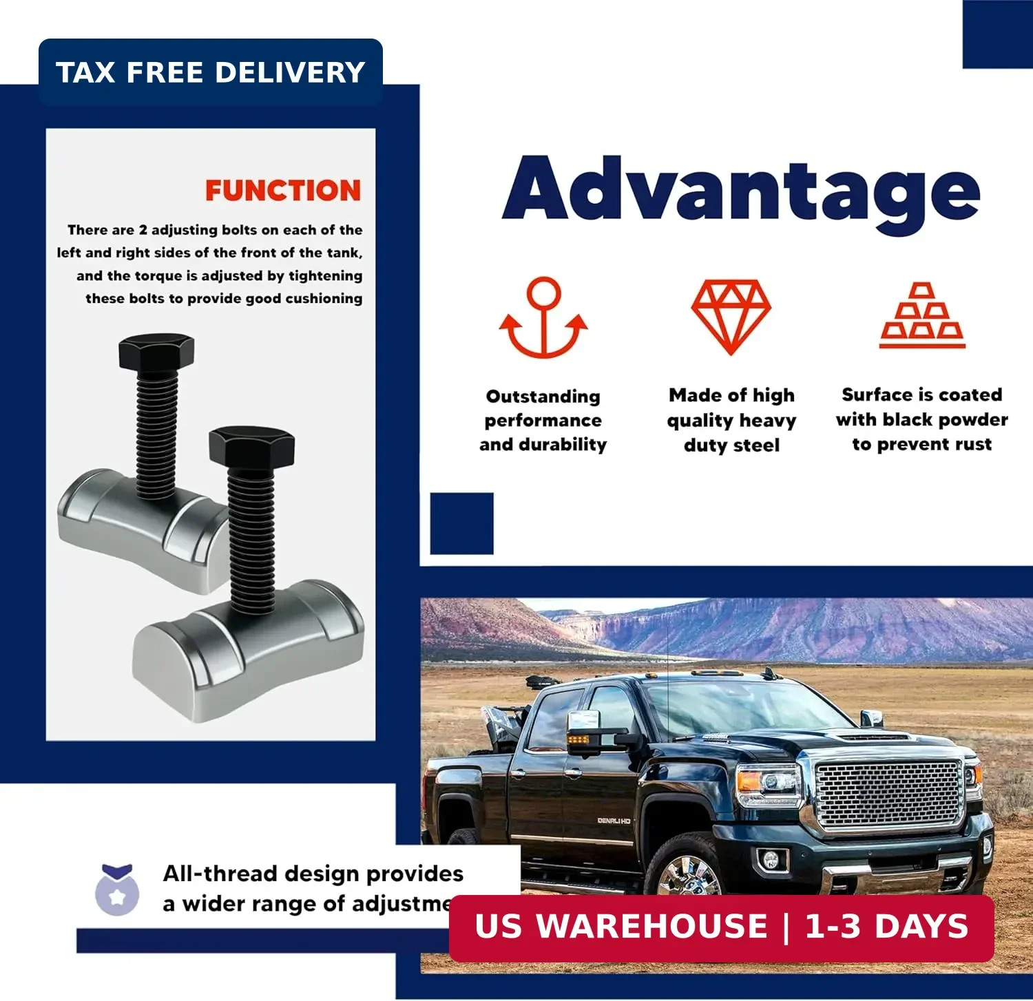 Torsion Bar Adjustment Bolt and Lock Nut Fit for Chevrolet Silverado Tahoe GMC S