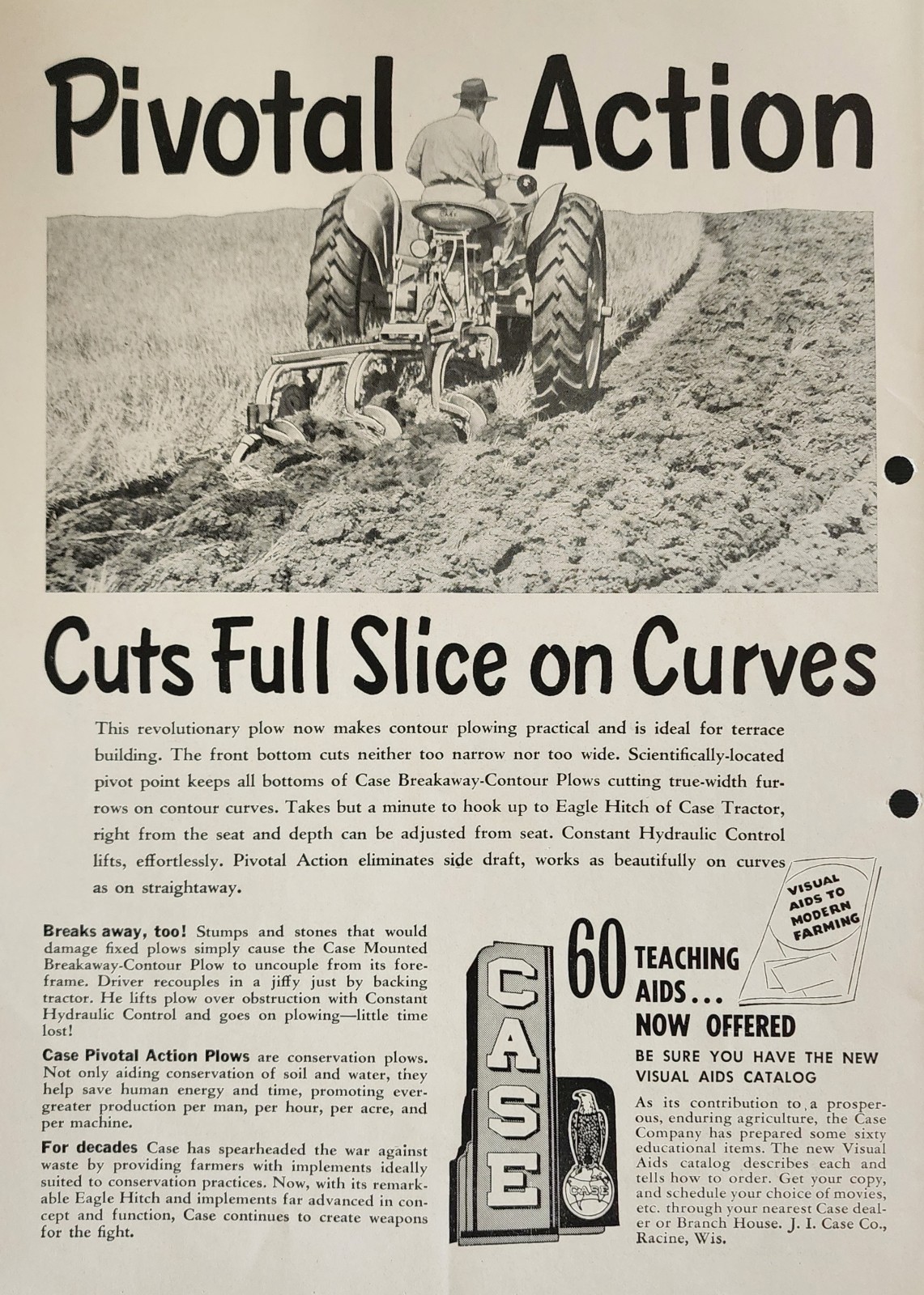 Case Farm Tractor Plowing Picture Magazine Ad Original Vtg Wall Art Decor