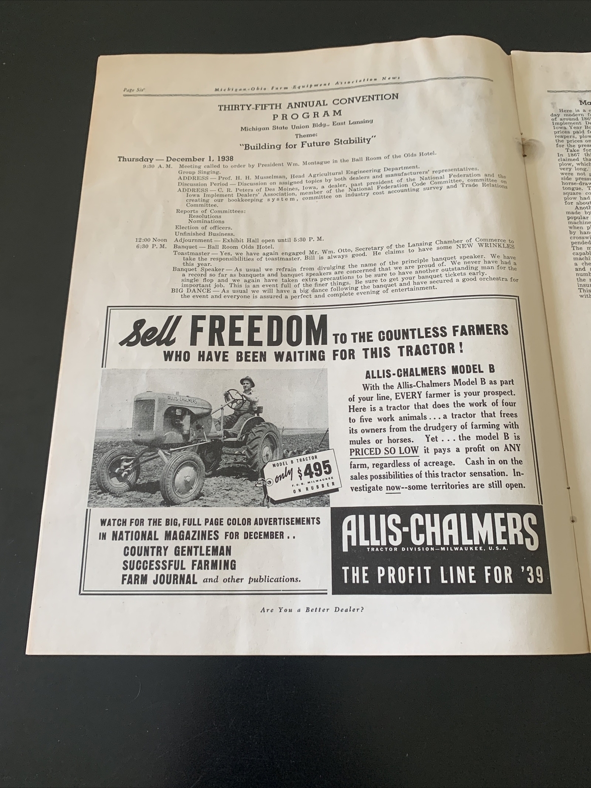 Rare – Michigan Farm Equipment Dealers 1938 Publication Newsletter – Great Ads