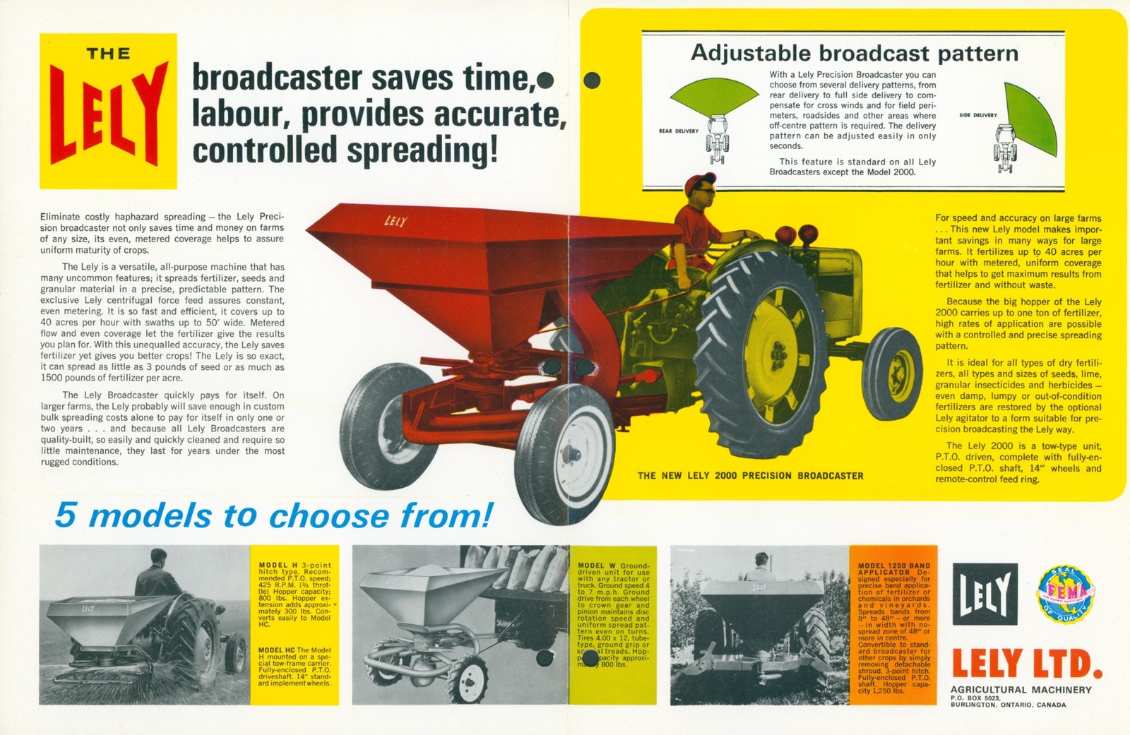 1960-70 Lely Broadcaster Dealer Glossy Brochure Broadcaster Model H Farm Tractor