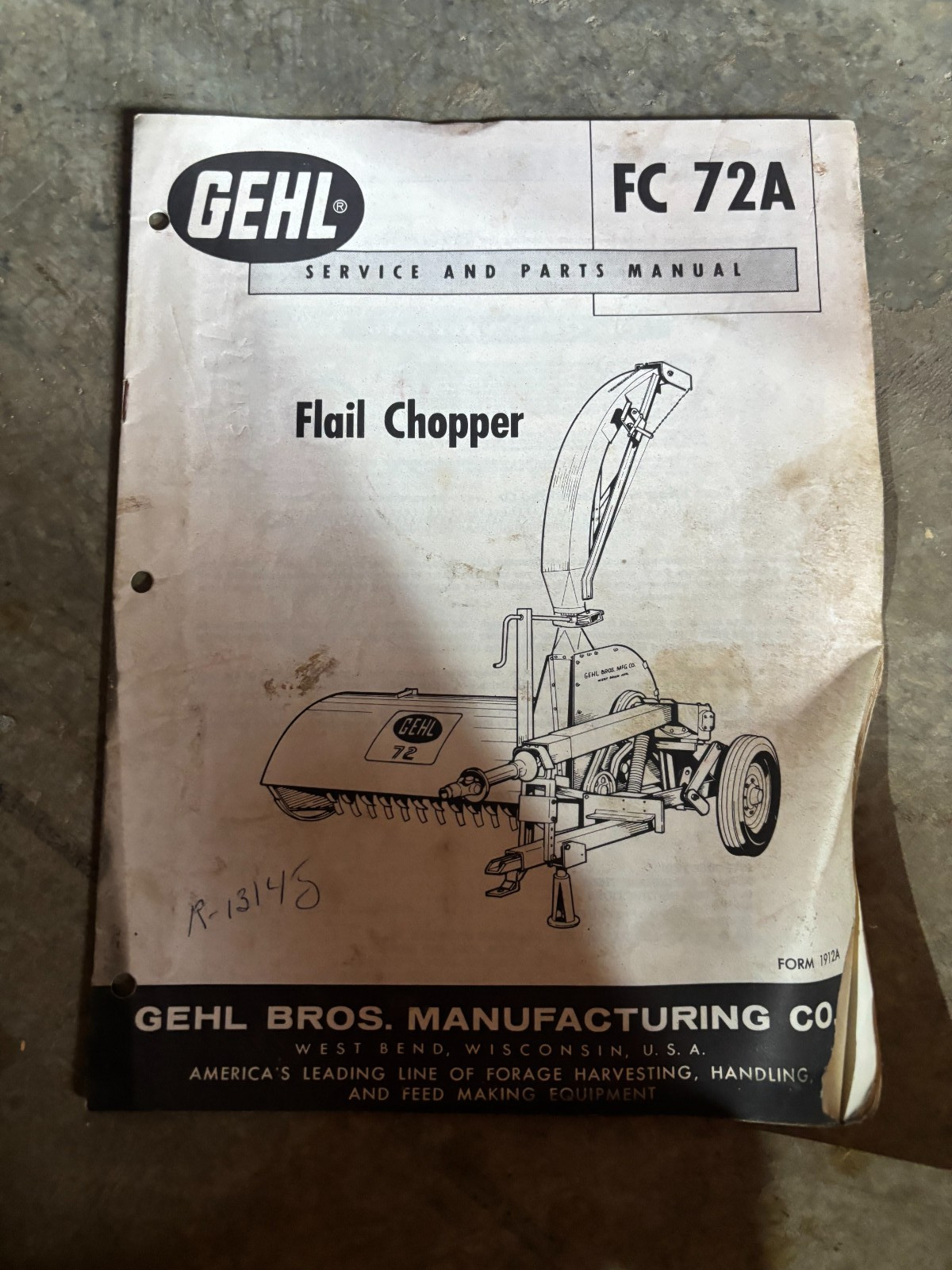 Gehl FC 72A Flail Chopper Parts Book Manual AMIL26 no3