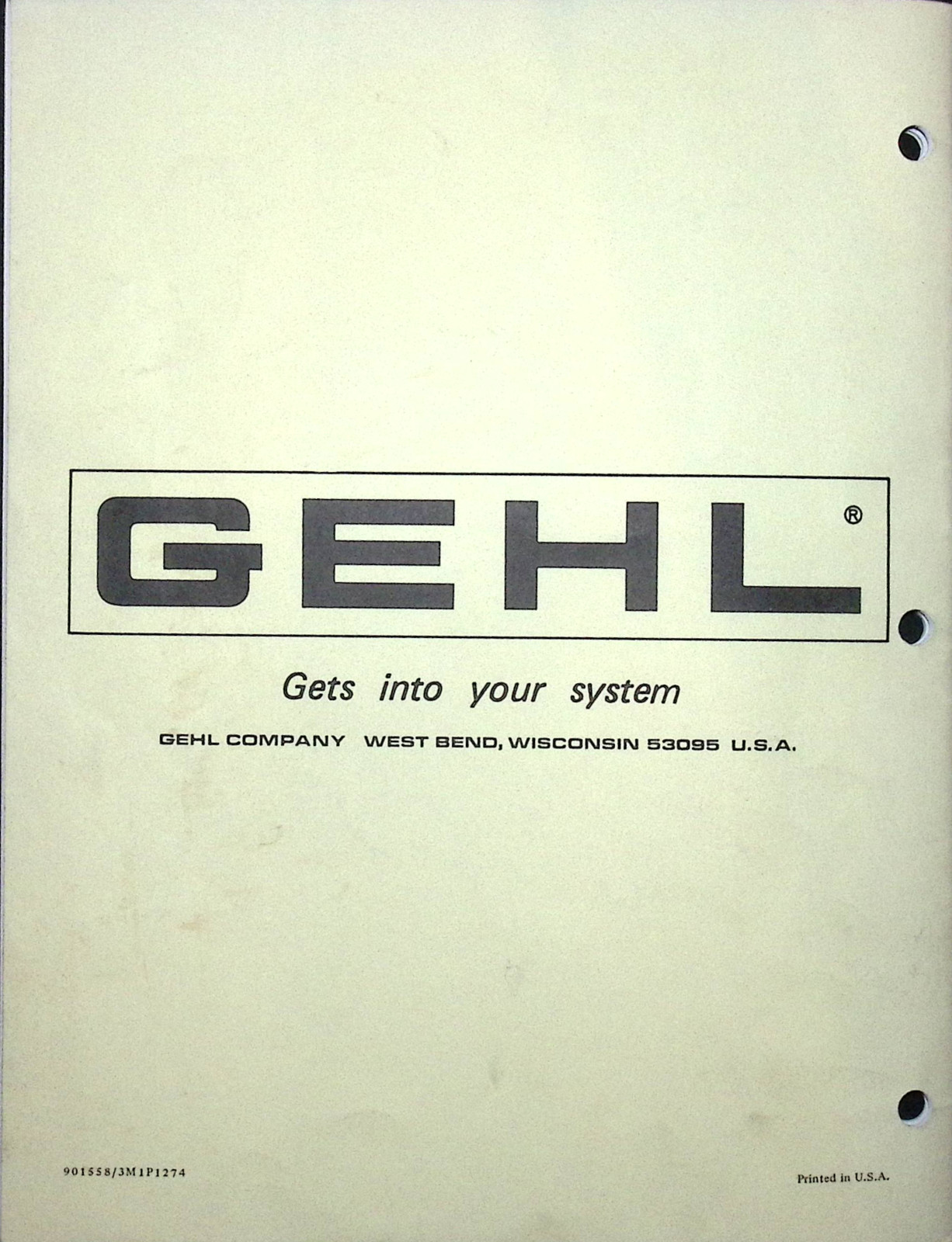 GEHL CB 600 FORAGE HARVESTER OWNERS MANUAL