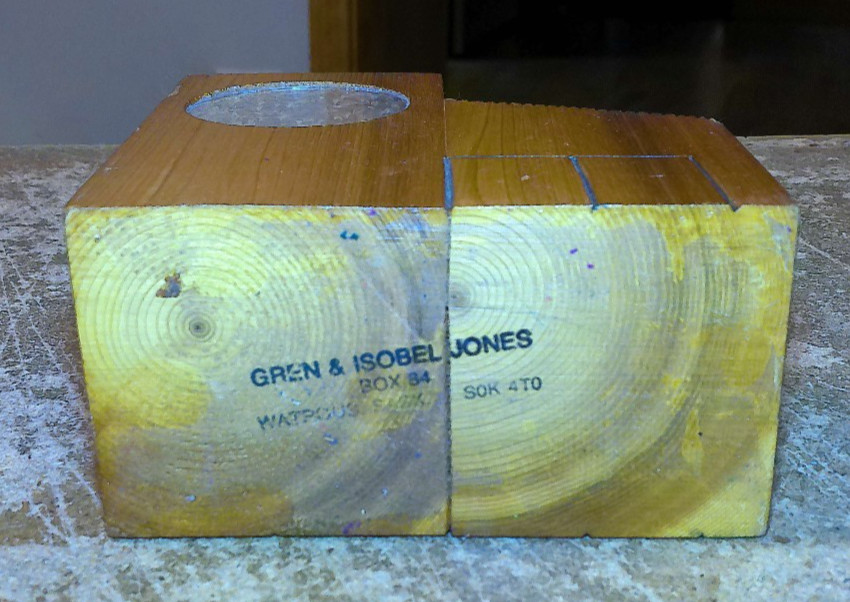 vintage wood pool grain elevator sask. canada pencil holder very good used