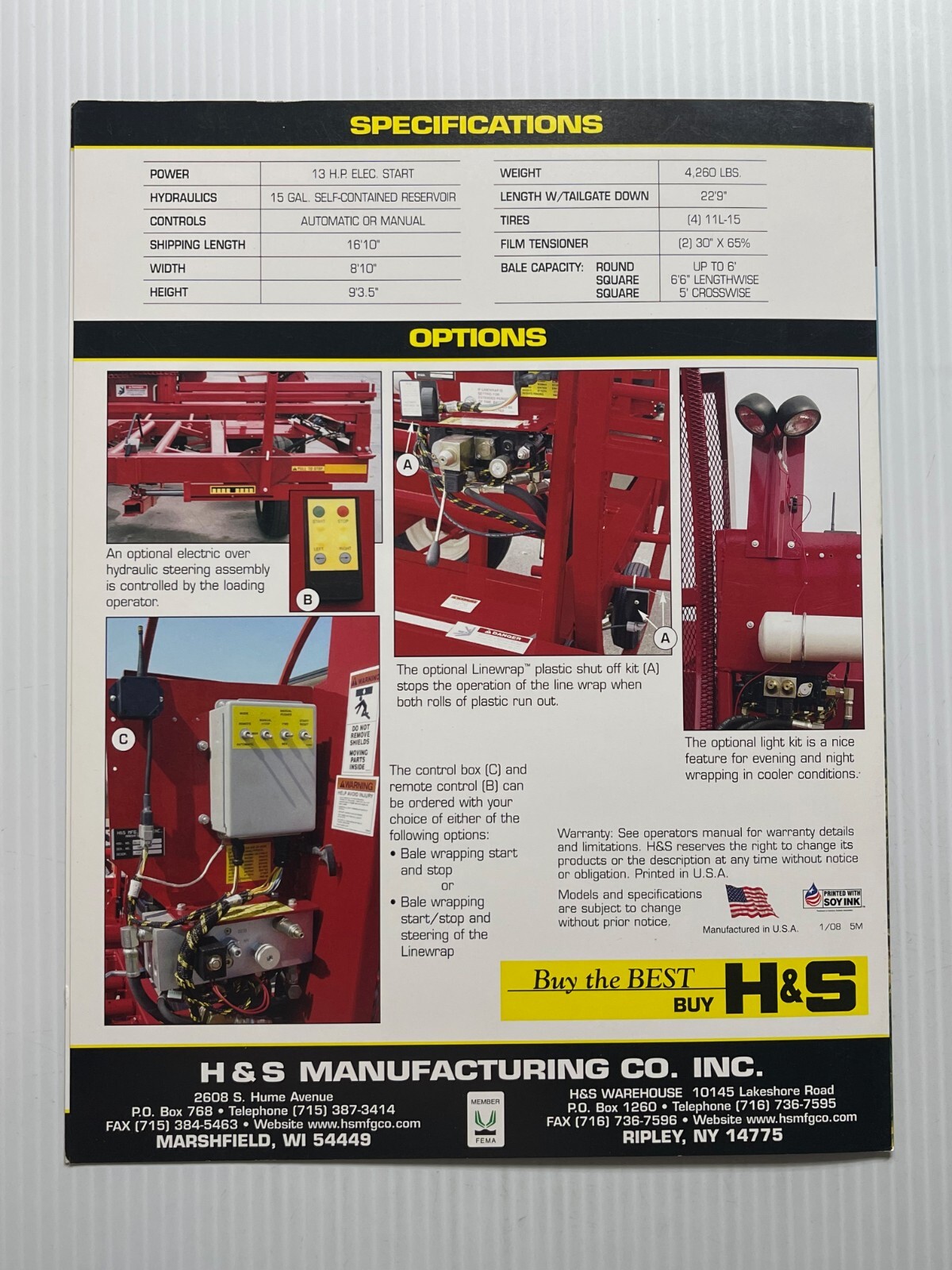 H&S – Linewrap Bale Wrapper Sales Brochure *Original Dated 2008* (4 Pages)
