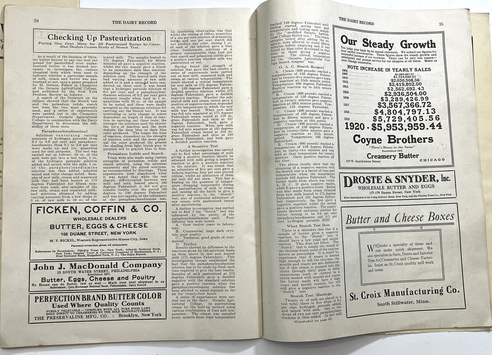 De Laval Dairy Record Farm Magazine Separator St. Paul MN Advertising 1921 LOT 2