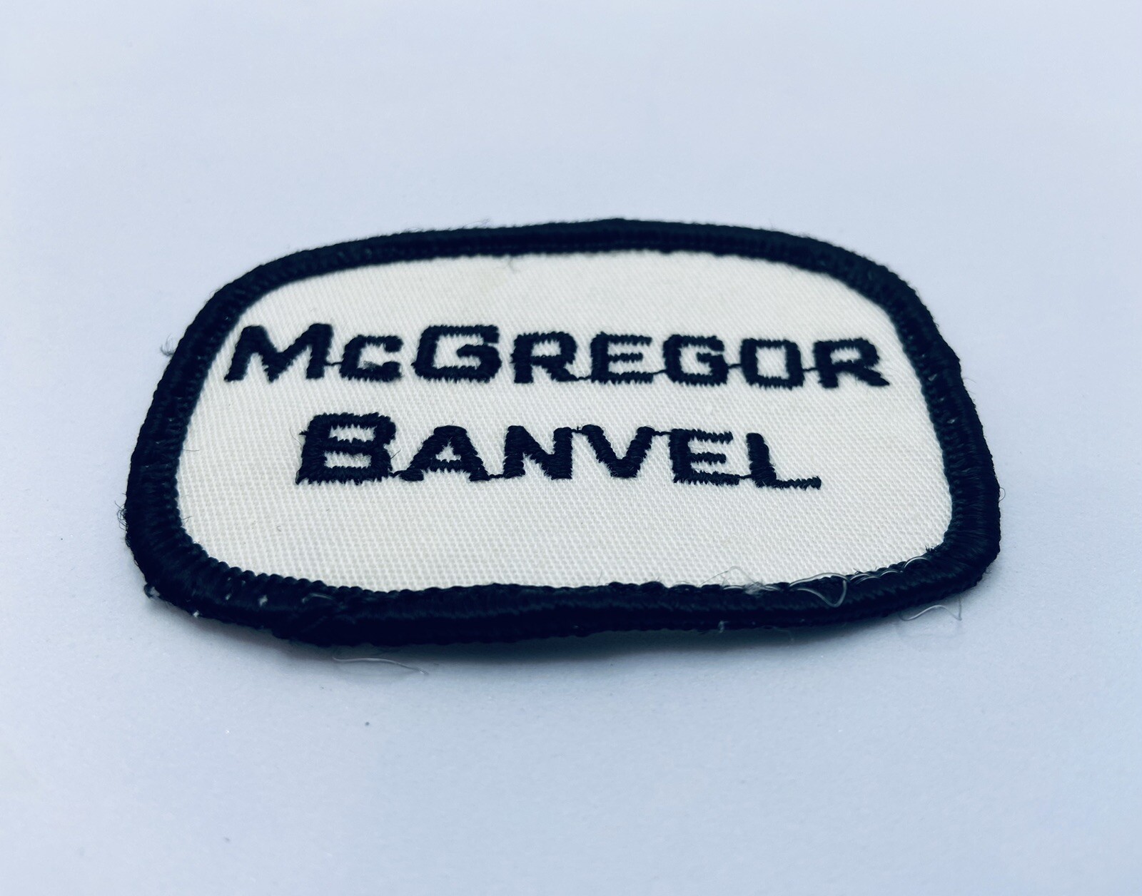Vintage McGregor Banvel Patch 2.75”x2” White Black Agriculture Farming