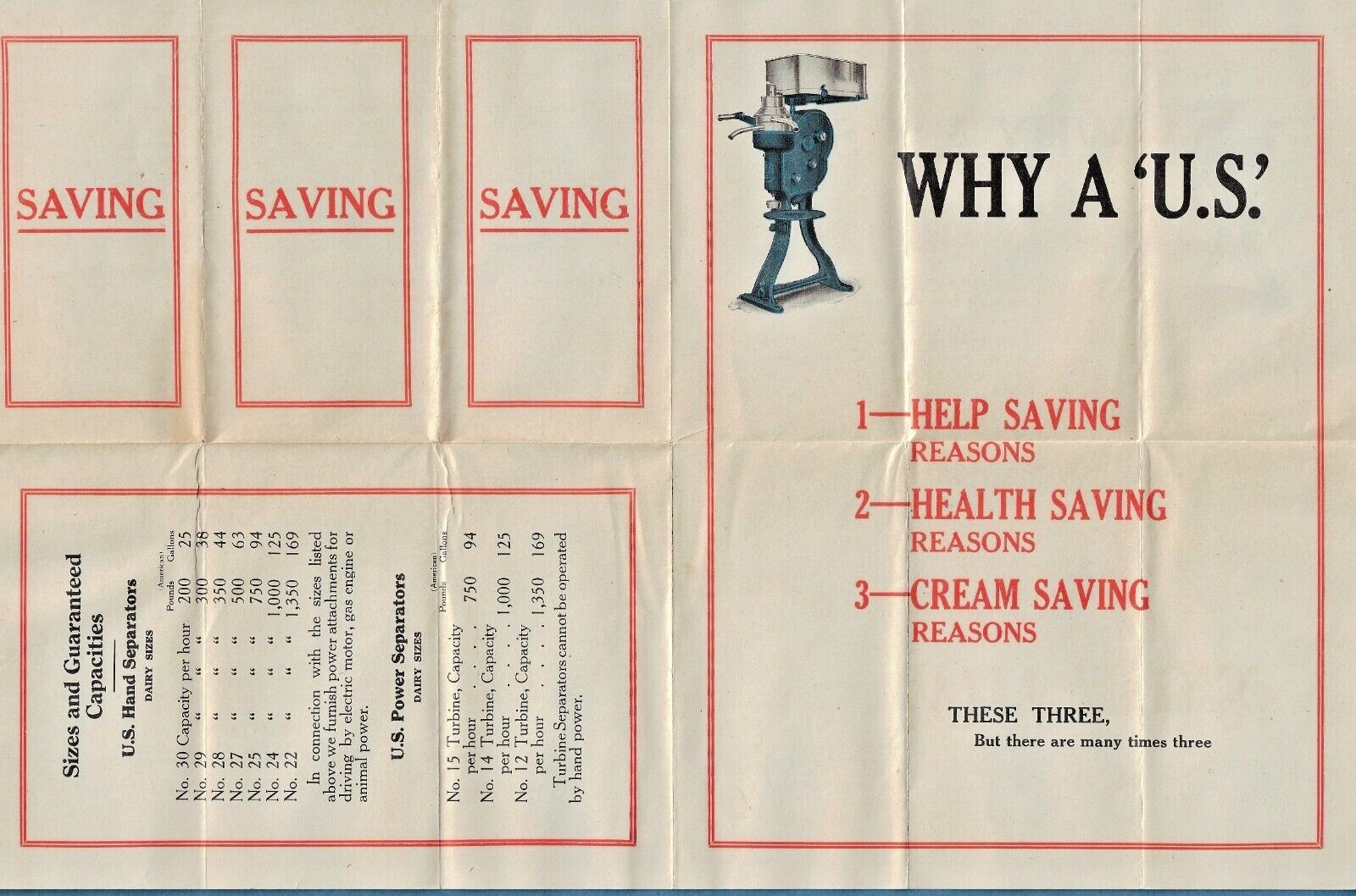 1920s ADVERTISING HANDOUT for VERMONT FARM MACHINERY CO. CREAM SEPARATORS