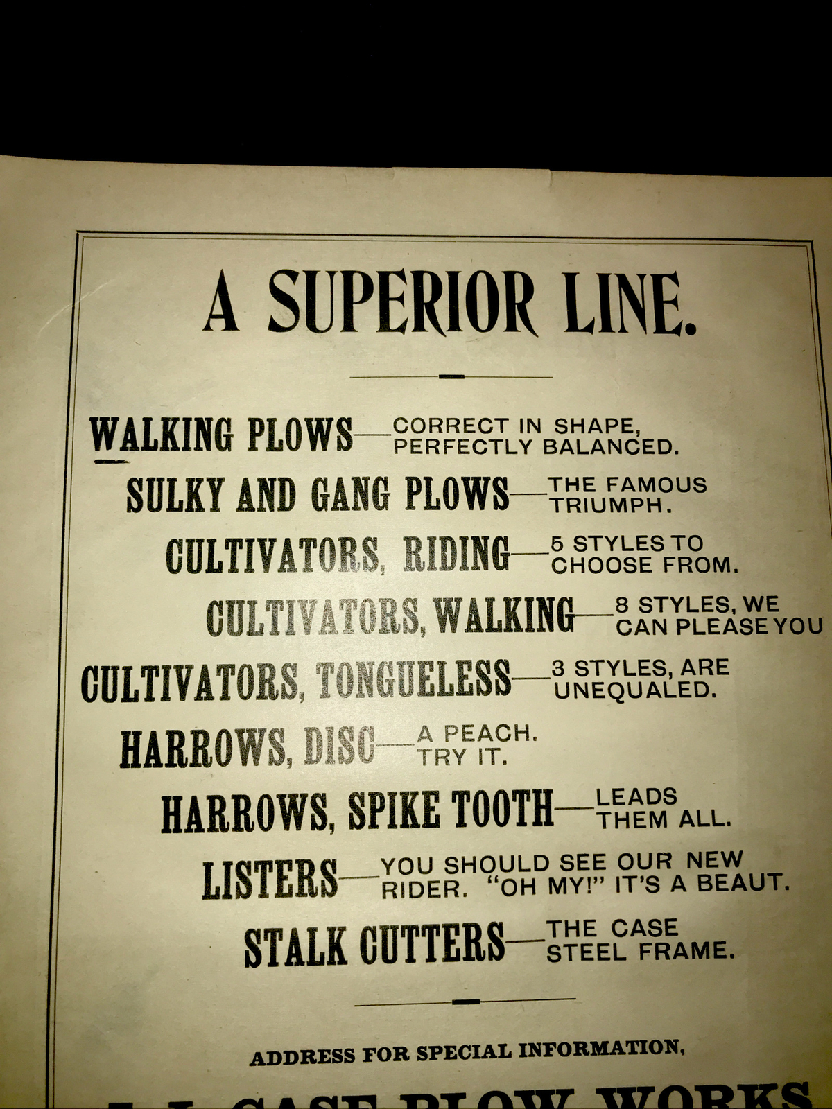 1898 J.I. Case Plow Works Superior Farm Advertising – Kansas City – Missouri