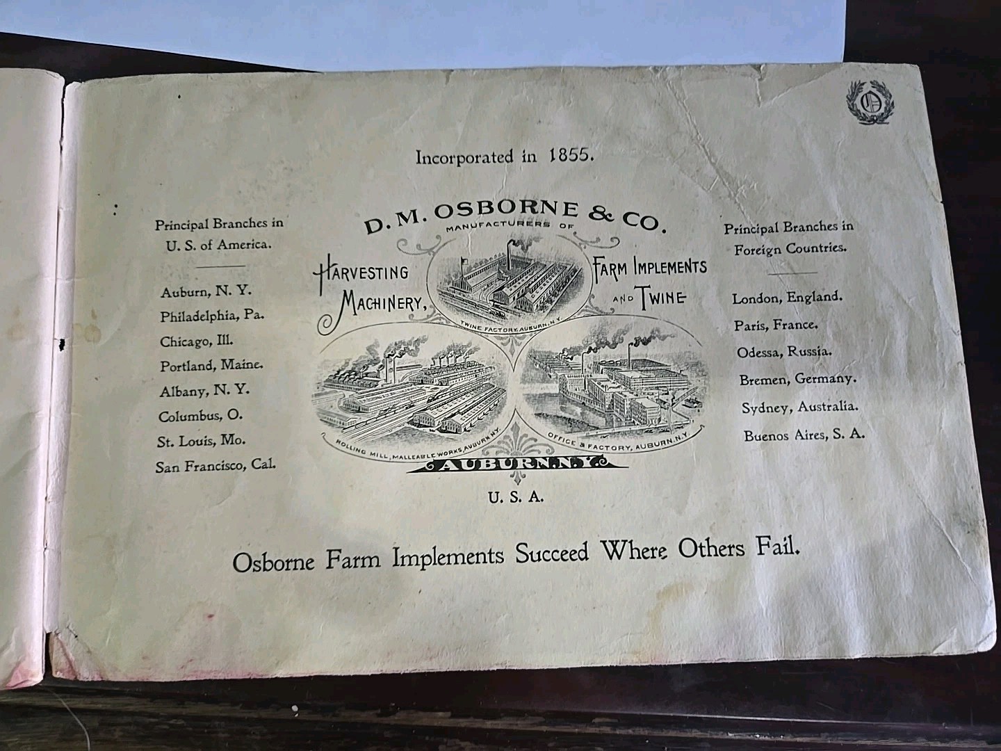 Rare 1890s D.M. OSBORNE & CO Handy Book For House & Farm Implements & Recipes