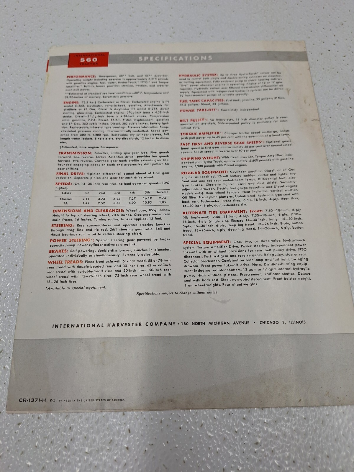 McCormick Farmall 560 Tractors Booklet Advertising Brochure