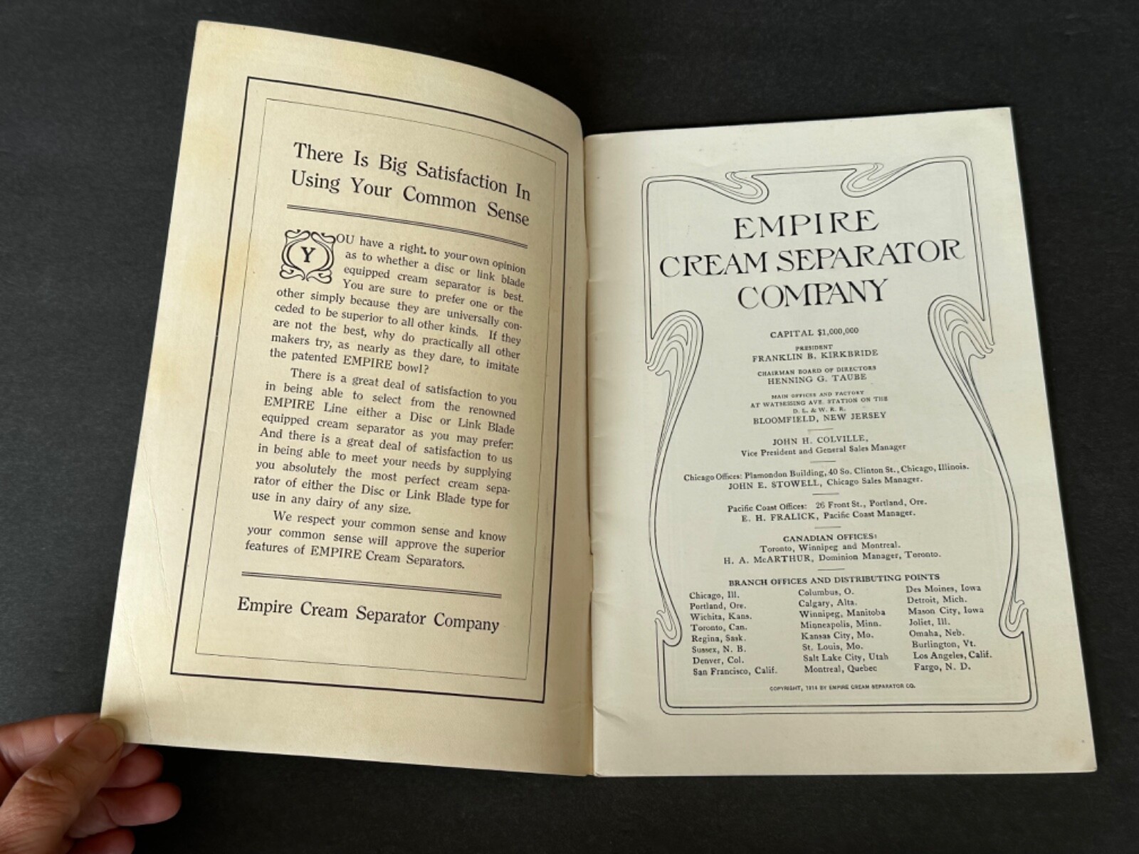 VINTAGE Advertising Catalog Dairy Machinery Empire Cream Separator Company 1914