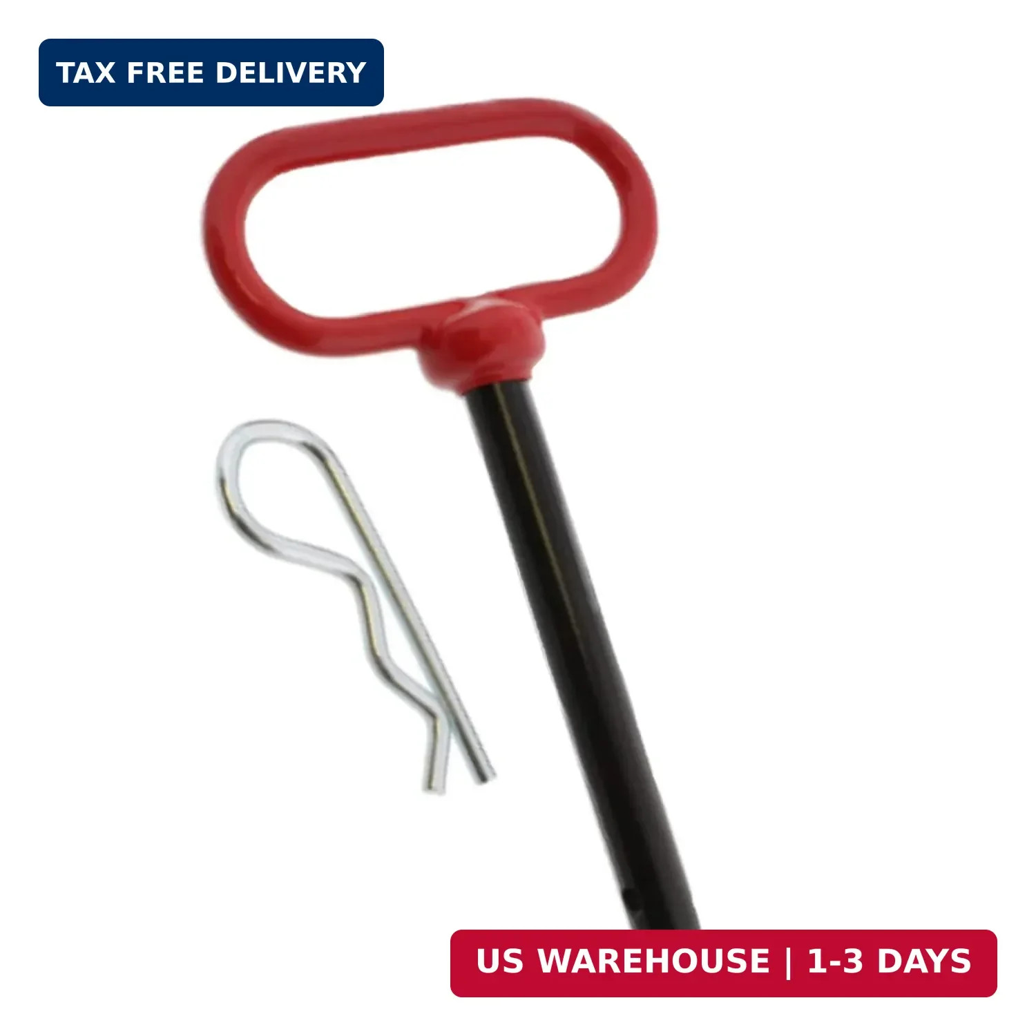 1/2 x 4 Inch Trailer Hitch Pin with R-Clip for Tractor Lawn Mower | red steel pi