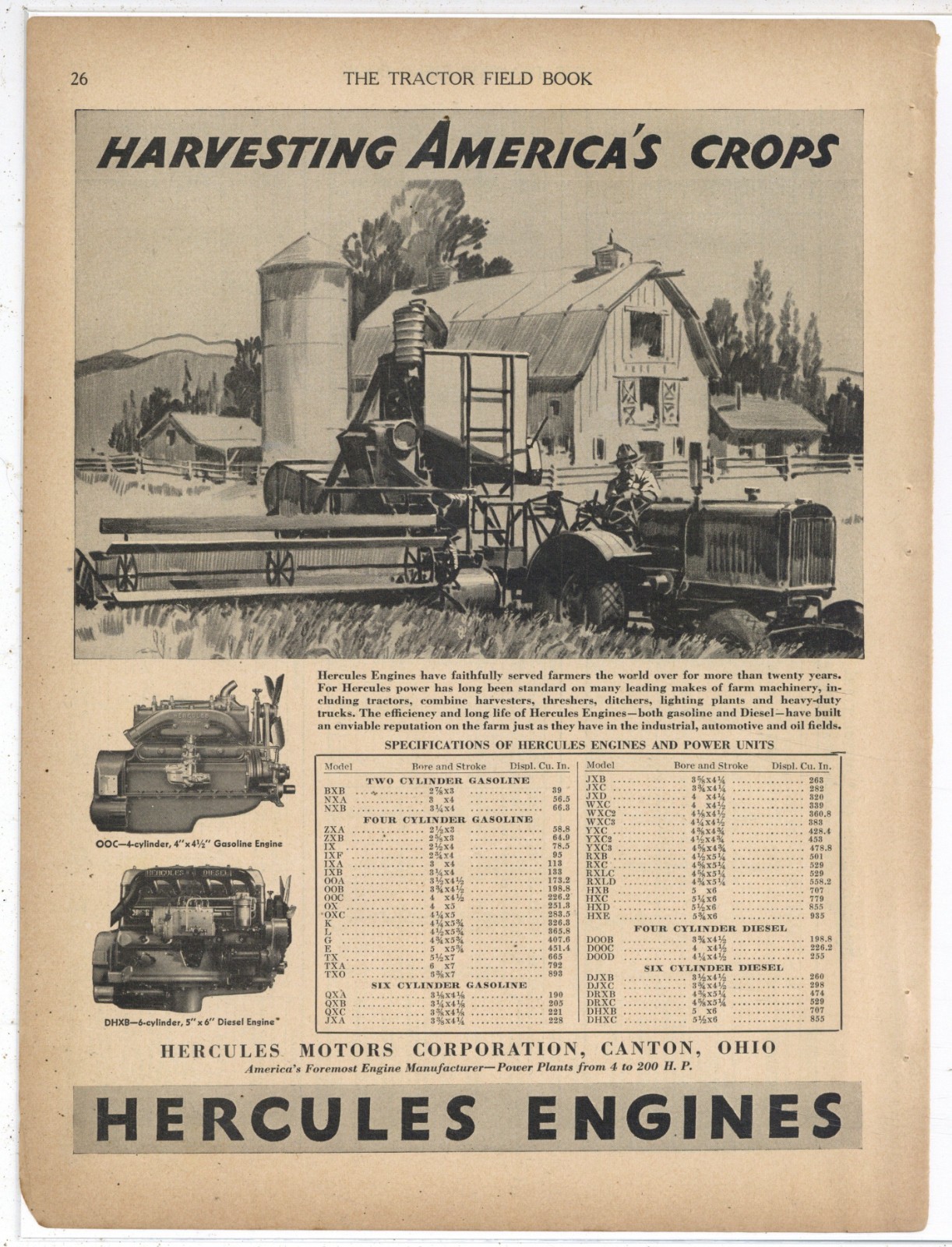 1939 Continental Motors Co. of Akron, OhiO Ad: DHXB Diesel & OOC Gas Engine Pics