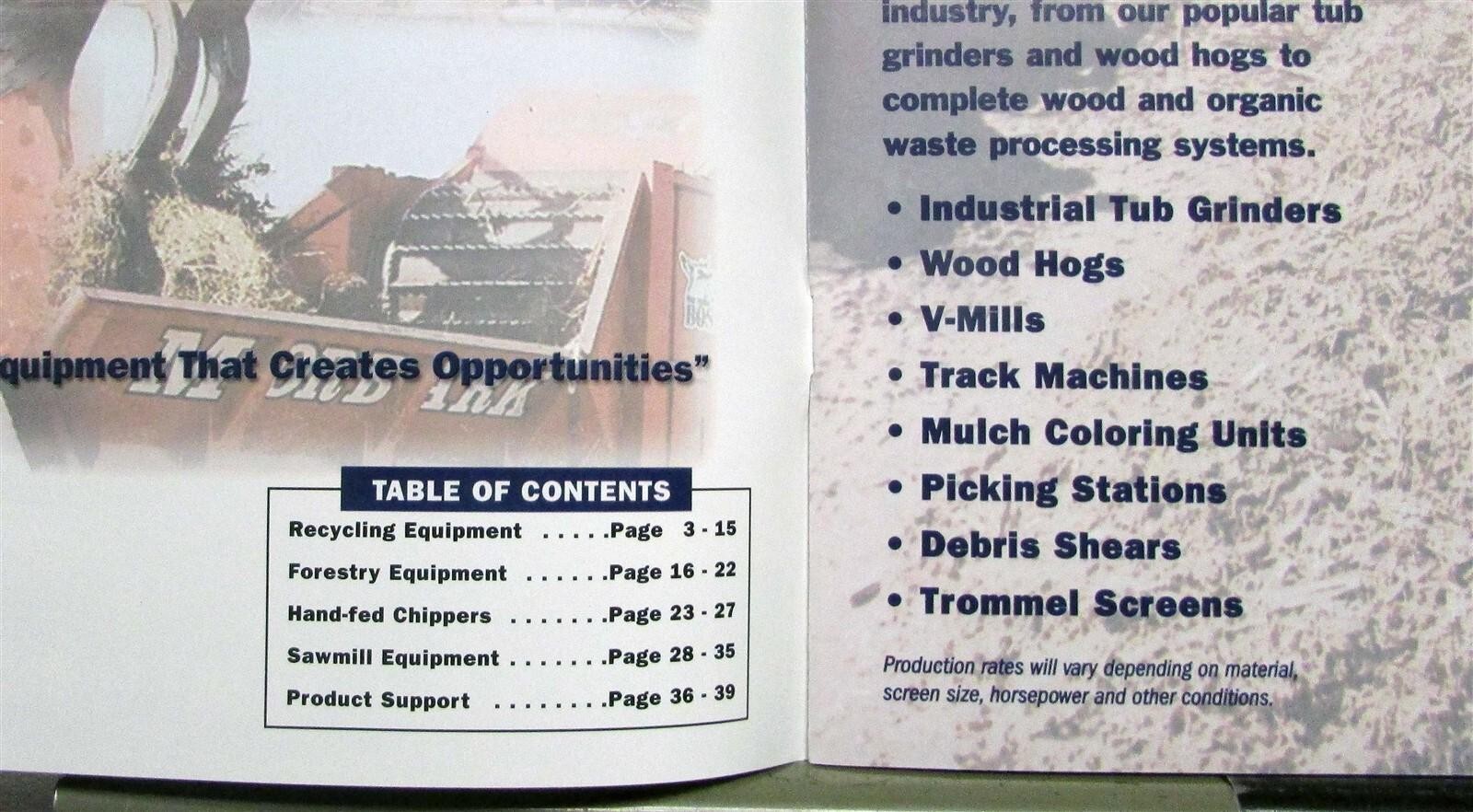 2000s Morbark Recycling Forestry Sawmill Specs Construction Product Guide