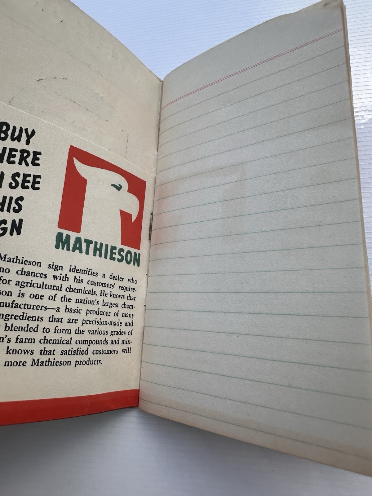 1954 Mathieson Farm Advertising Agriculture Pamphlet Notebook Unused