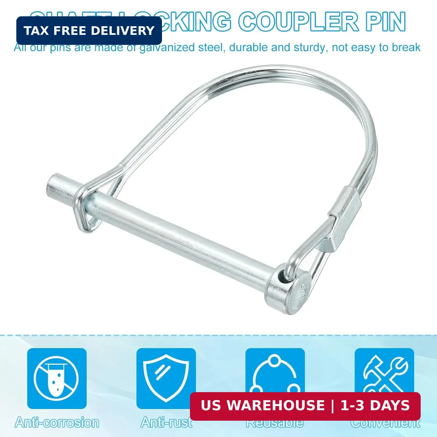 PATIKIL Trailer Coupler Pin 3/16×1-5/8×1.38&Prime;(D*L*IW), 6 Pcs Wire Lock Pin Safety