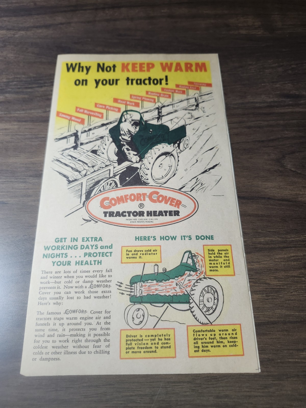Late 1940s Comfort Cover Tractor Heater for Tractors Brochure Graphic!