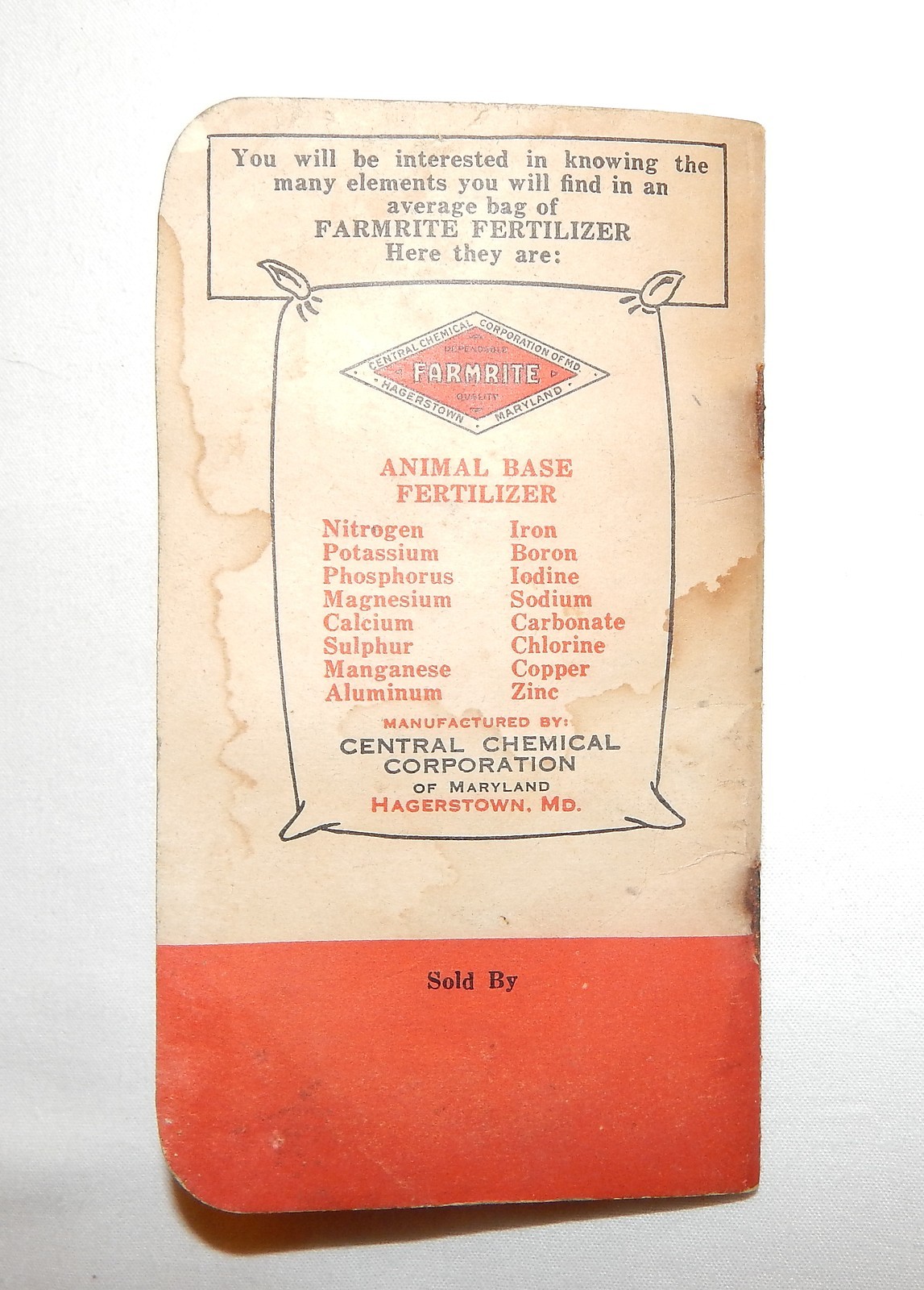 1938 FARMRITE BOOK*ANTIQUE FARM COUNTRY AD*MD MARYLAND CENTRAL CHEMICAL*CALENDAR