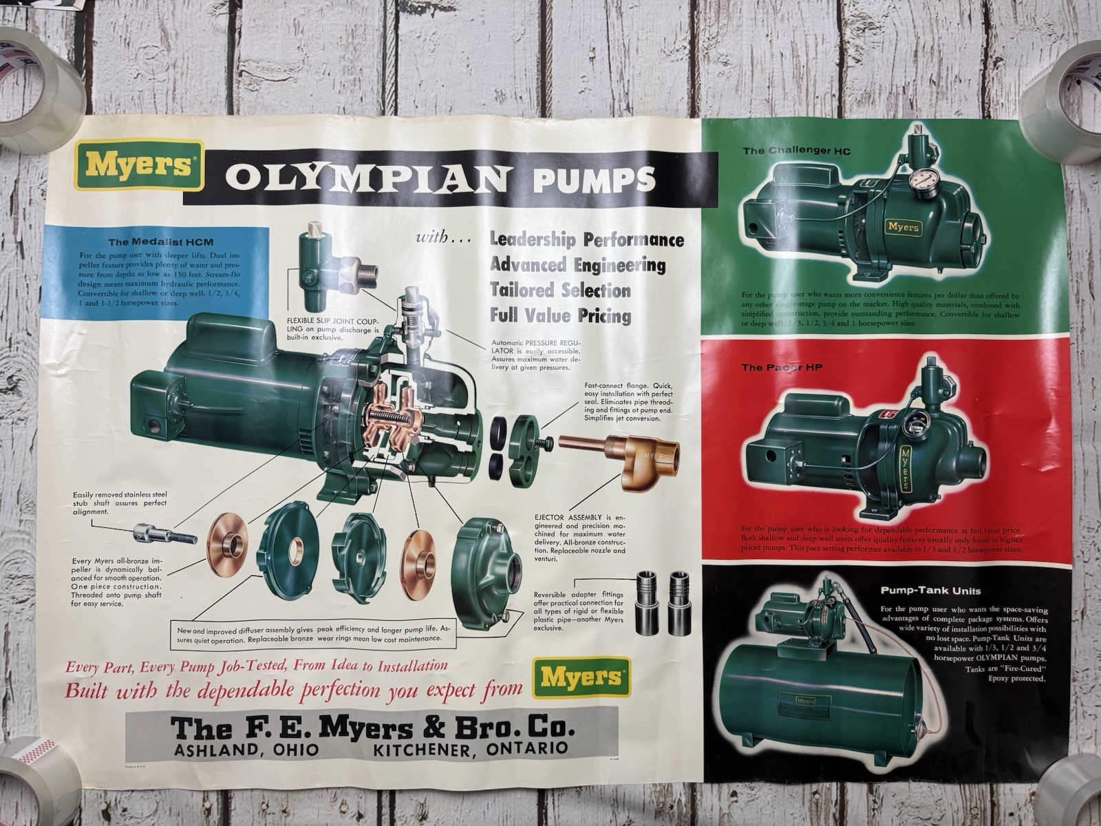VTG Myers Olympian Pumps F.E. Myers & Bro Co Ashland Ohio Advertising Poster