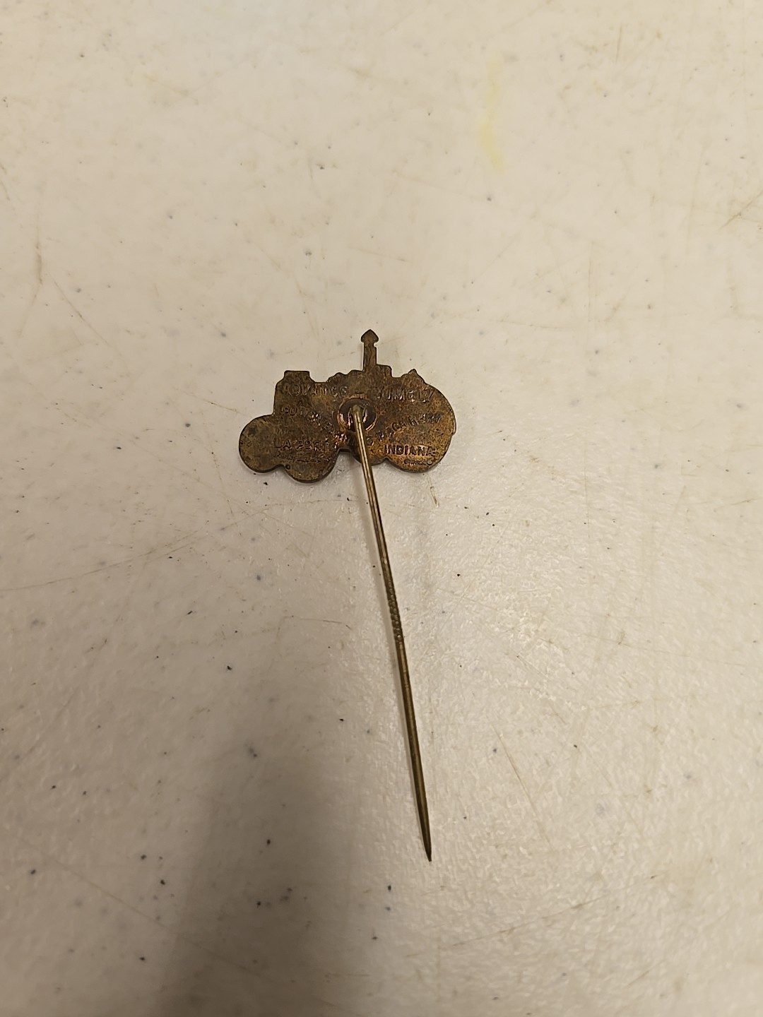 Antique 2.5&Prime; Brass Advance-Rumley La Porte IN Advertising Tractor Stick Pin