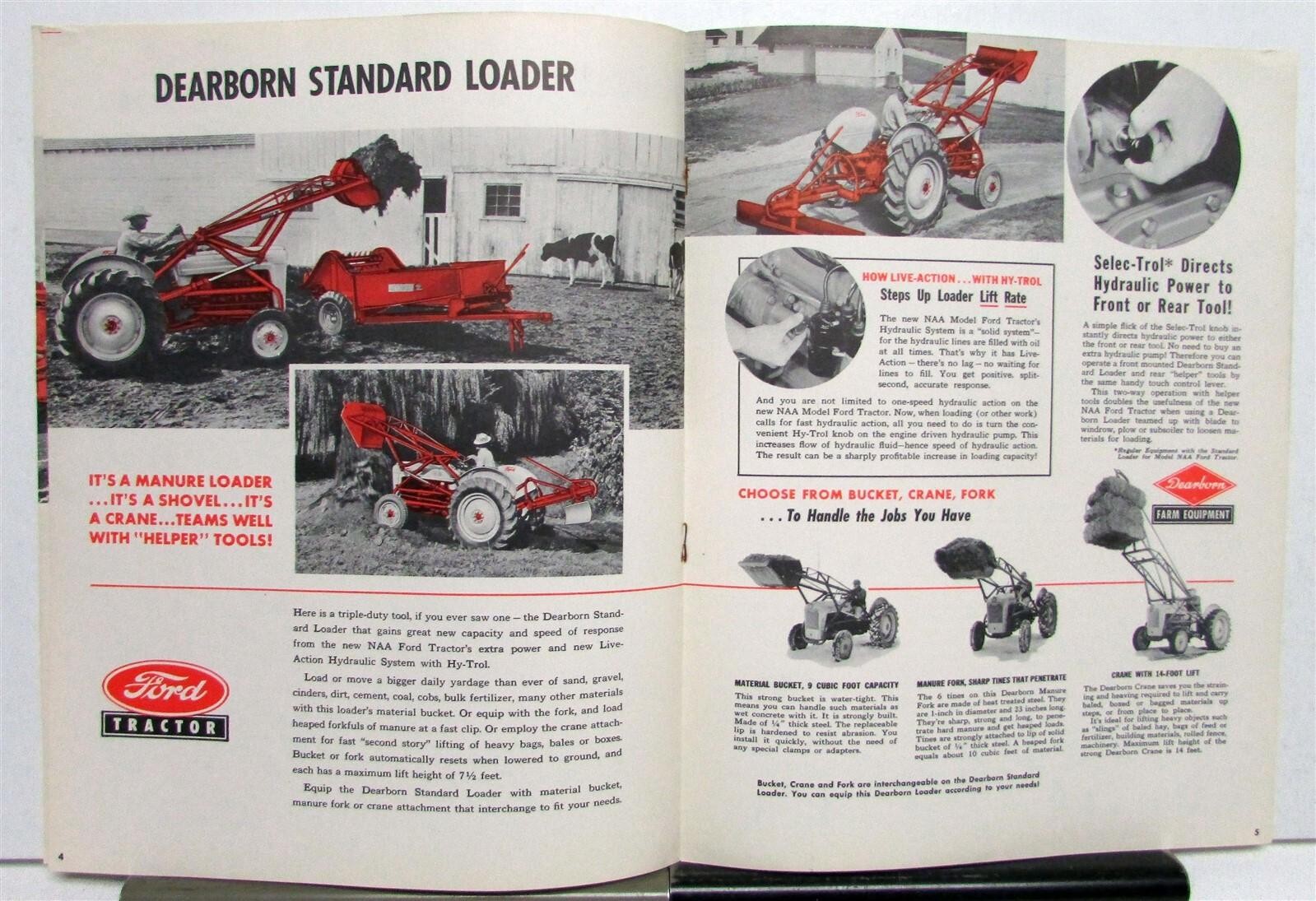 1953 Ford Dearborn Loaders Farm Equipment Specification Construction Brochure