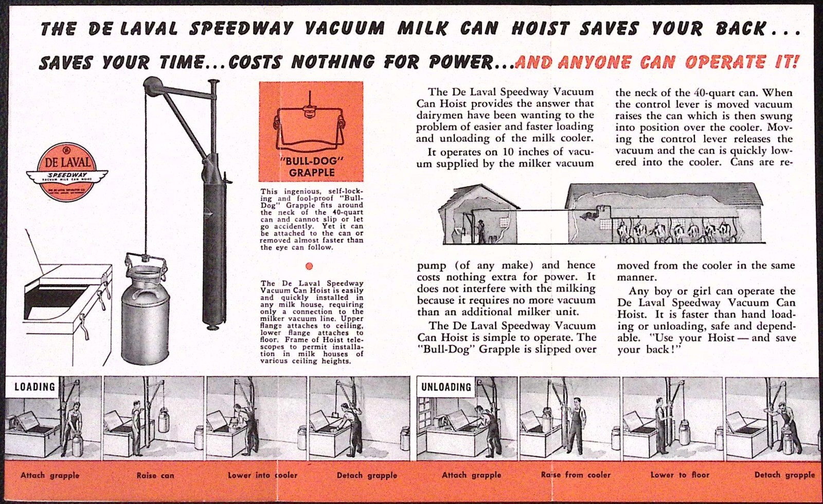 1950s DeLaval Speedway Vacuum Mil Can Hoist DeLaval Separator Co Brochure