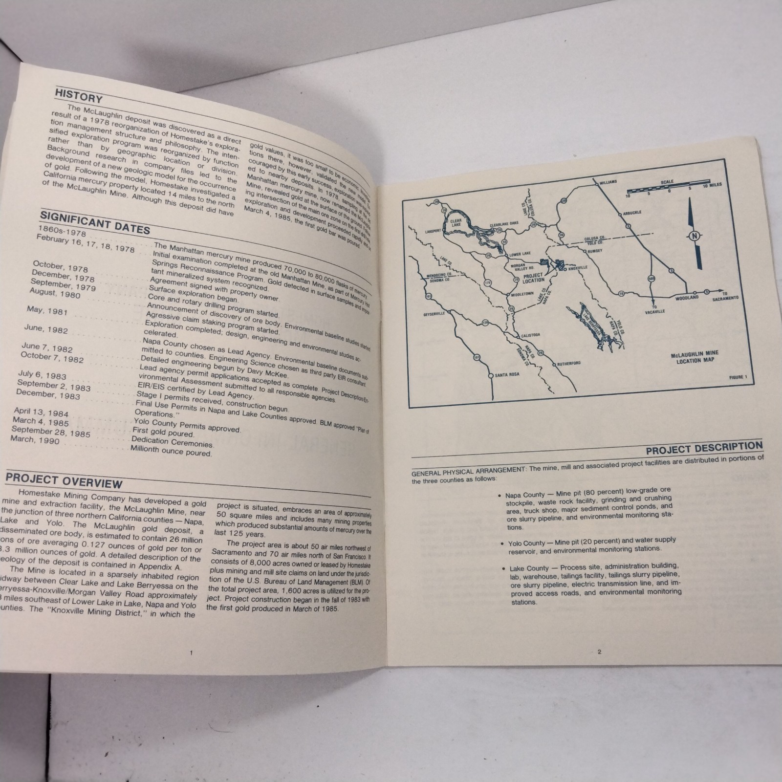 Mclaughlin Mine Home Stake Mining Company General Information Summary 1990