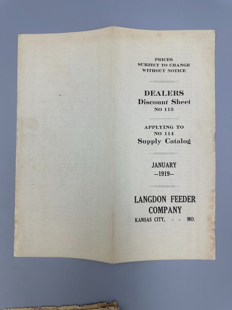 1919 LANGDON FEEDER Kansas City Missouri FARM Advertise Postal Cover Price List