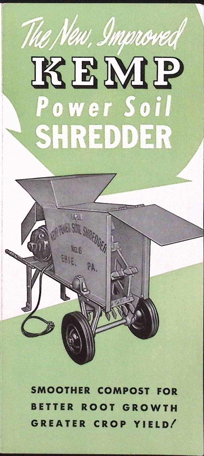 1954 Kemp Power Soil Shredder Sales Brochure Kemp Mfg Co Erie PA