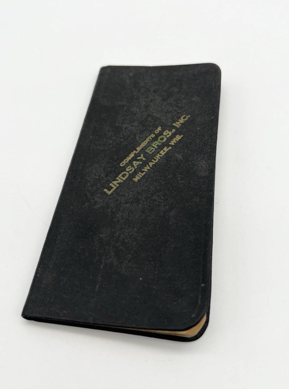 Vintage 1954 Lindsay Bros. Inc. Farm Advertising Pocket Notebook Milwaukee WI