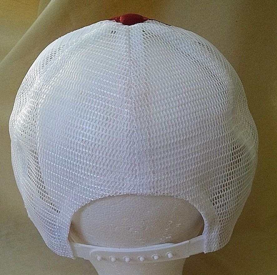 ELANCO CONSERVE HAT BASEBALL BALL CAP PATCH PEANUTS SOYBEANS RED USA VINTGE ADJ.