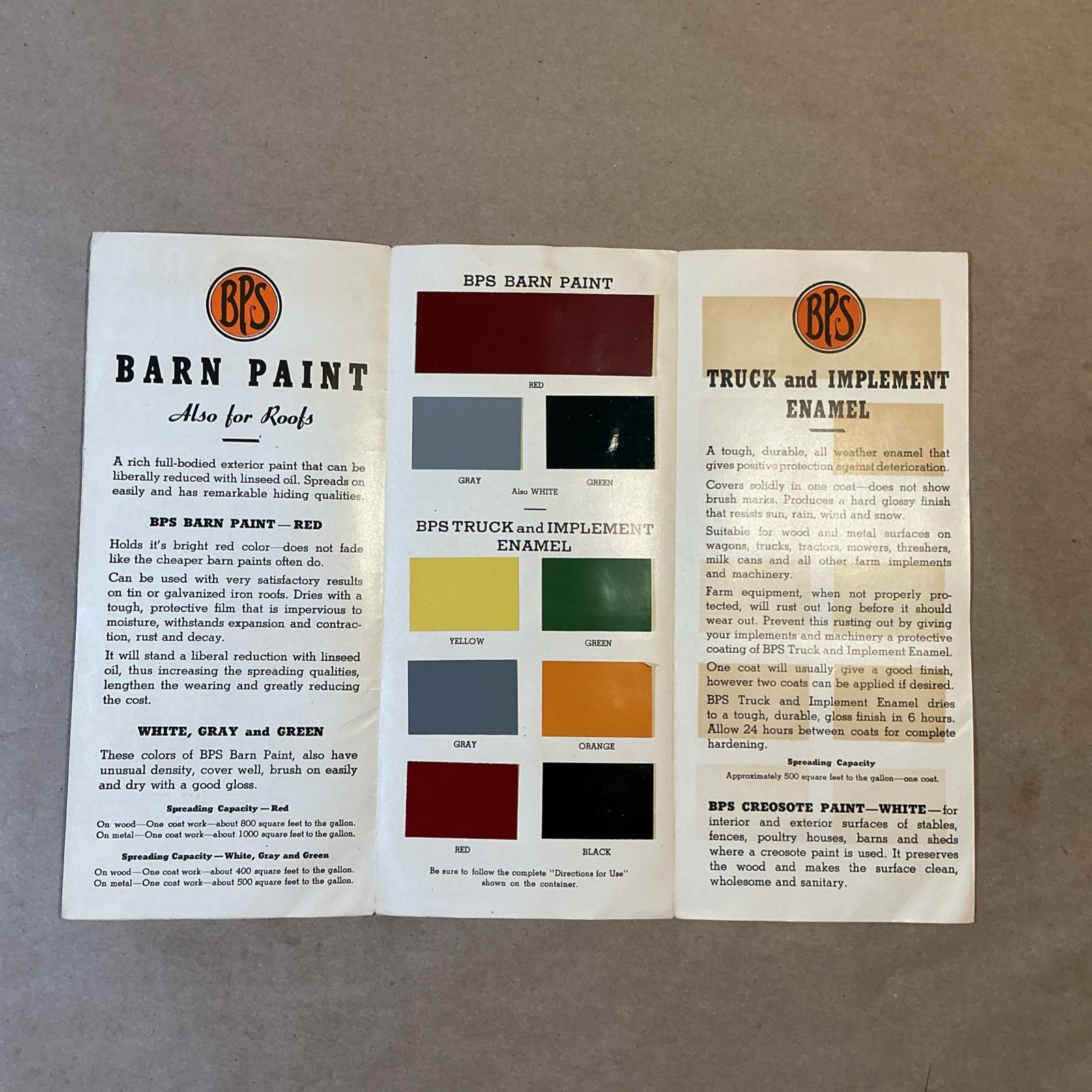 Vintage 1950 Tractor Colors BPS Paint Brochure INV-AD14