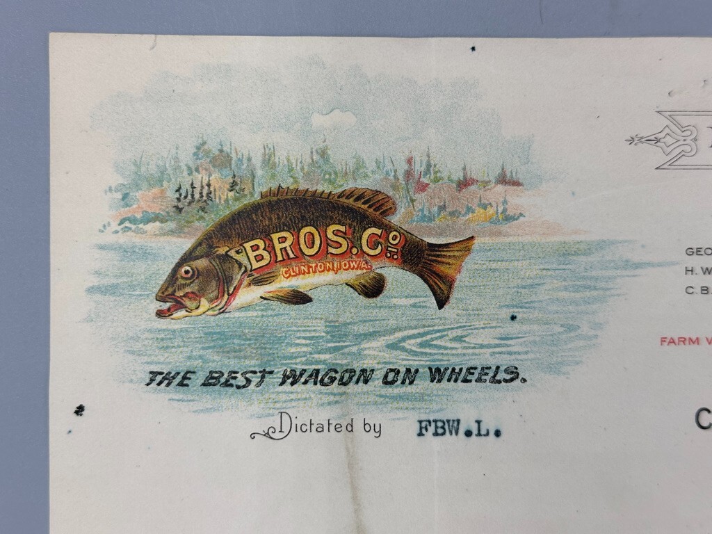 1909 FISH BROS WAGON Farm Advertise CLINTON IOWA Letter LOUISIANA PURCHASE EXPO